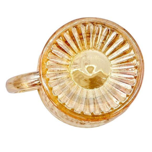 Jeannette Iris & Herringbone Marigold Handled Footed Cup 4 oz Carnival Glass - Picture 4 of 4